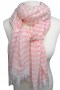 großer Damen Schal - Streifen - gestreift - rosa - weiß - Fransen